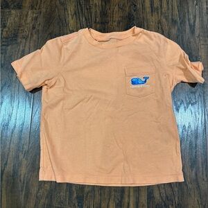 Vineyard Vines Kids Peach Tee with Blue Logo